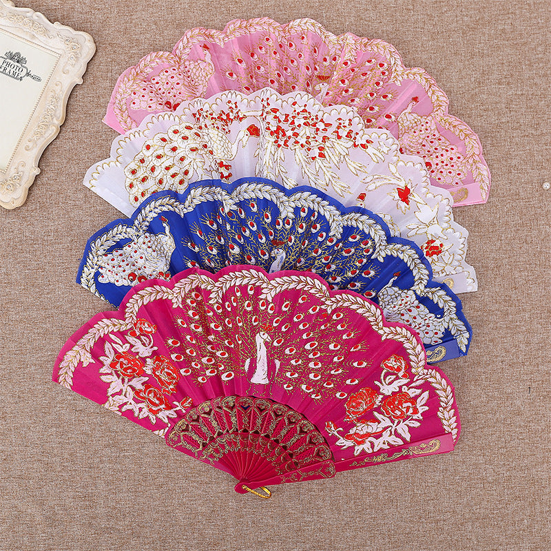Women Folding Hand Fan with Elegant Embroidery Kalsten