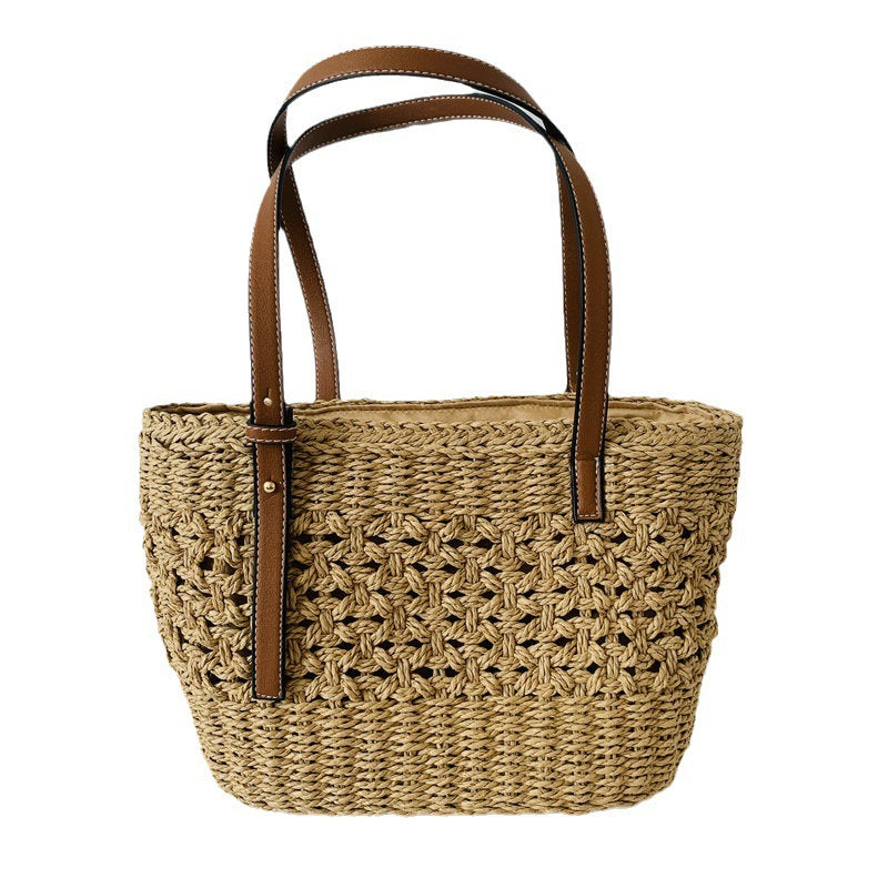 Handcrafted beach bag with high-quality leather handles Kalsten
