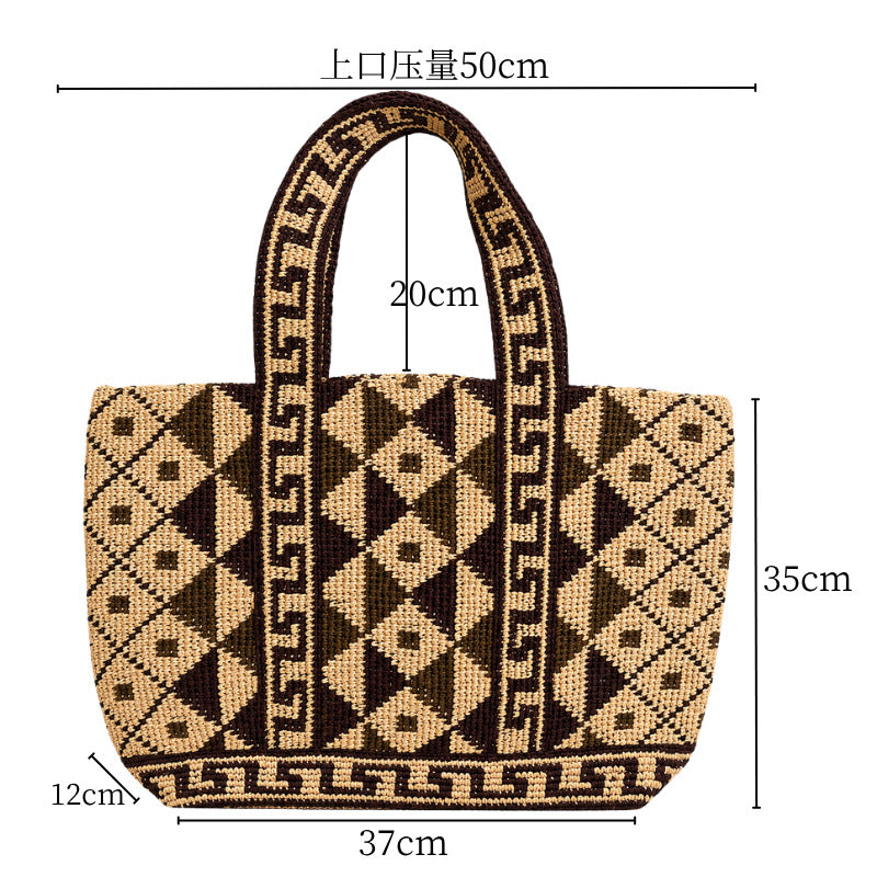 Handwoven Macrame Tote Bag with Geometric Pattern Kalsten