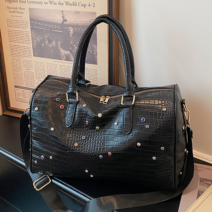 Elegant Handbag with Luxurious Crocodile Pattern and Colorful Applications Kalsten