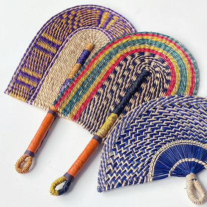 Handcrafted fan made of woven seagrass Acalora