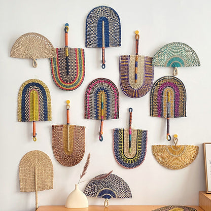 Handcrafted fan made of woven seagrass Acalora