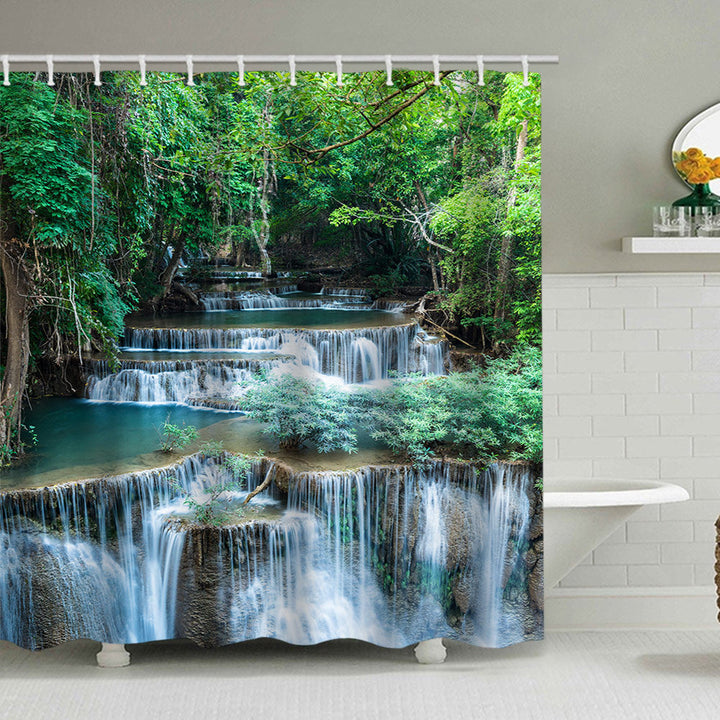 Scenic Waterfall Print Shower Curtain Kalsten