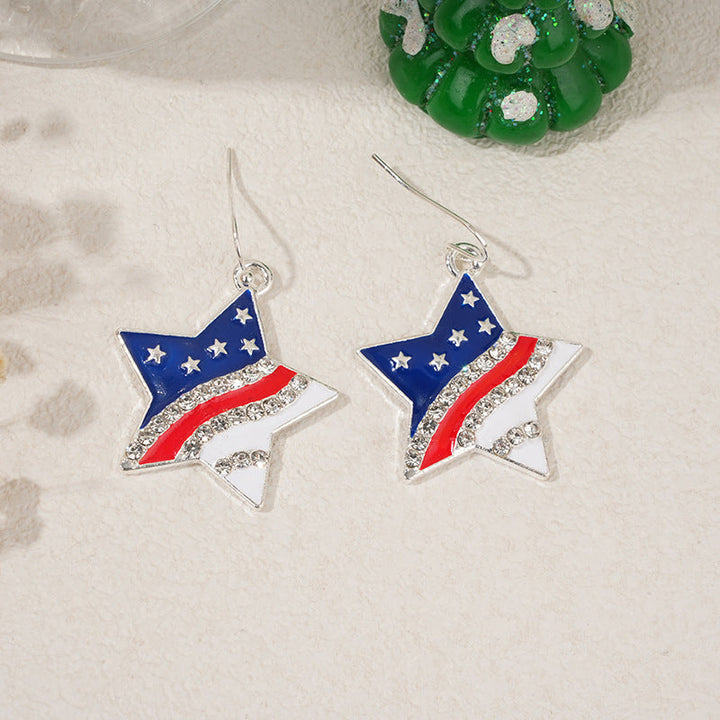 Ladies nan square crystal drop earrings with star grid and fine ear hook Kalsten
