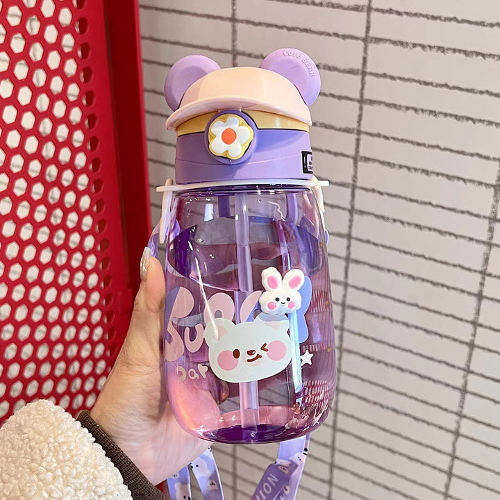 Women Playful Children's Drinking Bottle with Integrated Straw Kalsten