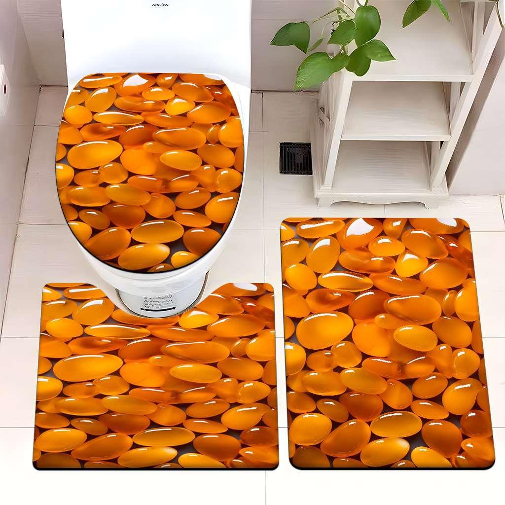 Decorative Pebble Bathroom Mat Set Kalsten