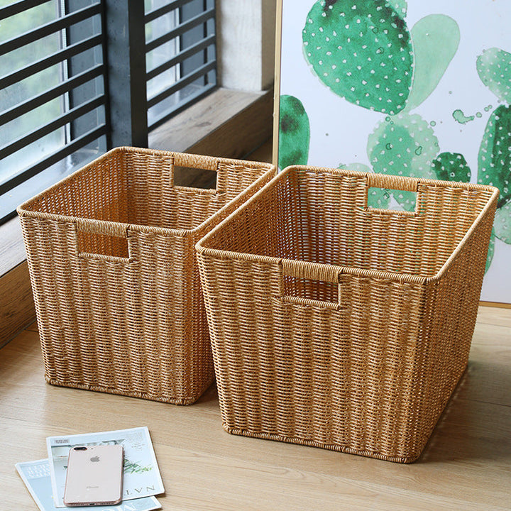 Rectangular Woven Storage Bin with Ergonomic Handles Kalsten