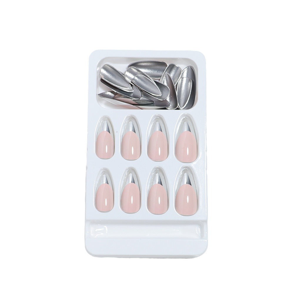 Glossy Stiletto Press-On Nail Set with Silver Accents Kalsten