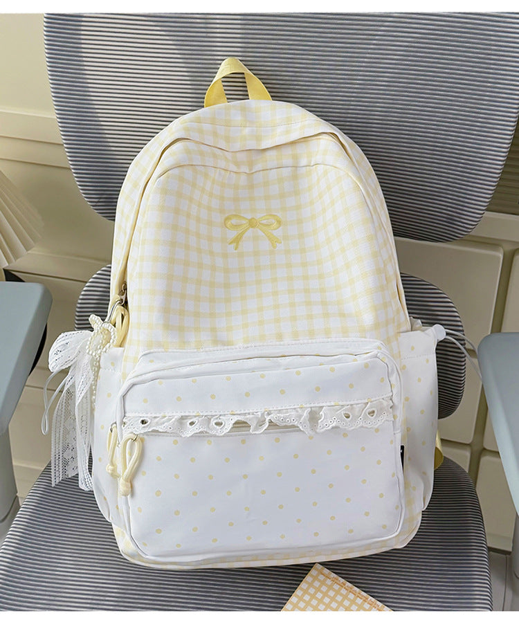 Cute Checkered Patterned School Backpack