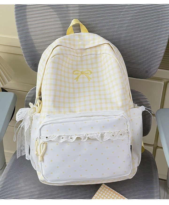 Cute Checkered Patterned School Backpack