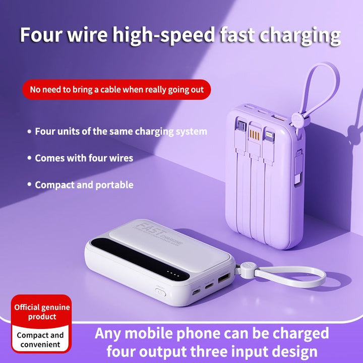 Portable power bank with integrated fast charging ports and multifunctional cable Kalsten