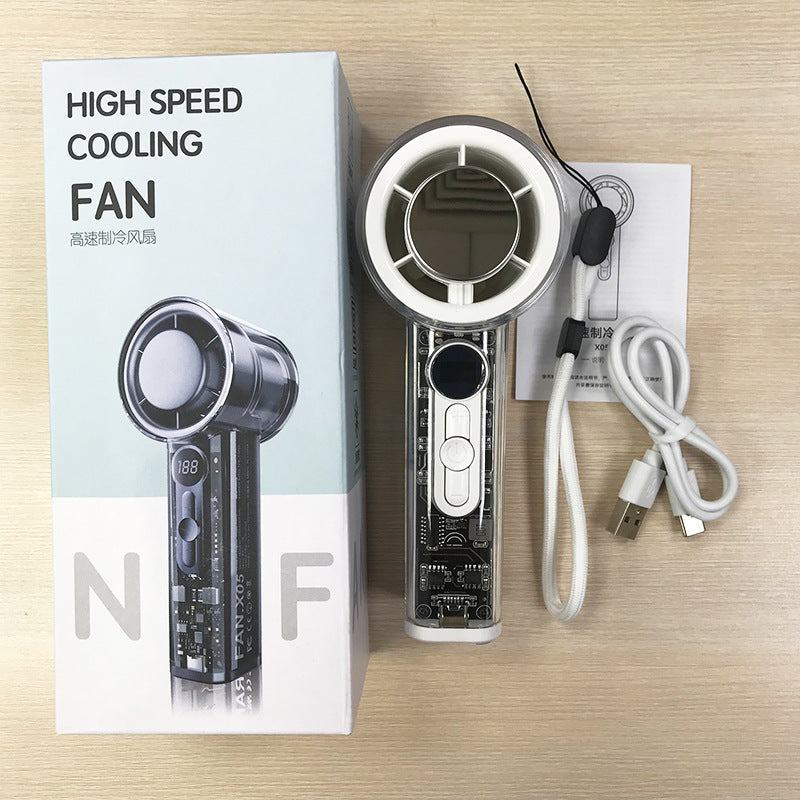 Cooling transparent handheld bladeless high-speed portable USB rechargeable fan Kalsten