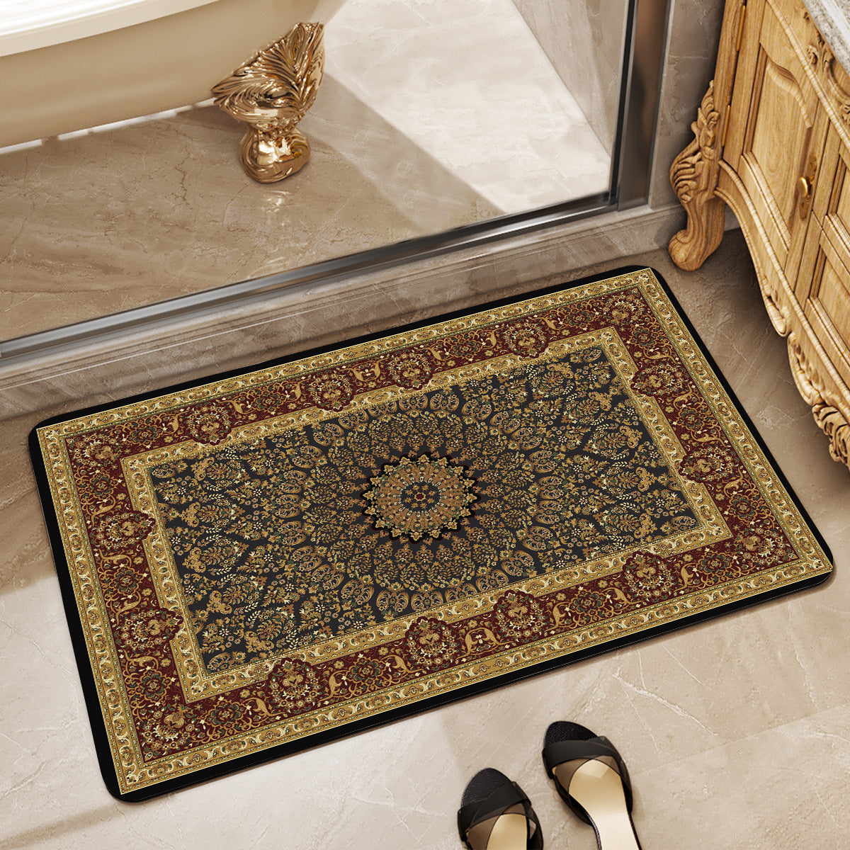 Luxurious Floral Pattern Bath Mat Acalora
