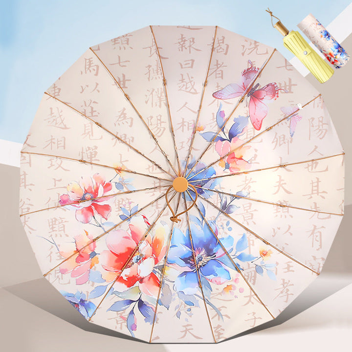 Women's Foldable Umbrella with Floral Accents and Sturdy Frame Kalsten