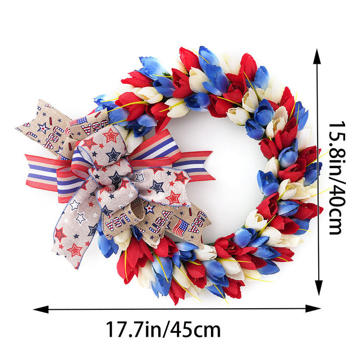 Unisex nan festive door and wall wreath made of foam roses and wrapped textile ribbon Kalsten
