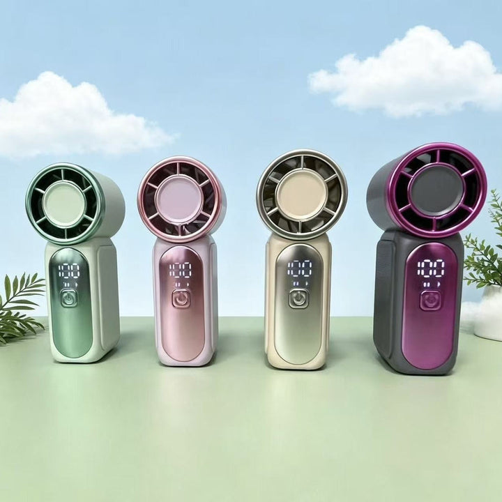 Cooling portable rechargeable handheld bladeless mini fan with digital LED display Kalsten