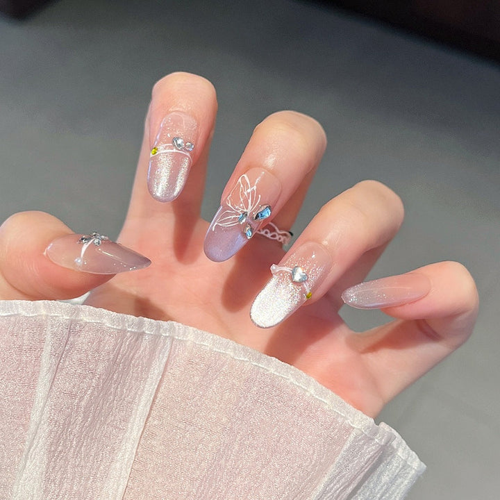 Artistic Gem-Accented Press-On Nail Extensions Kalsten