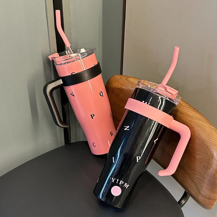 Women Practical Insulated Drinking Bottle with Integrated Carry Handle Kalsten