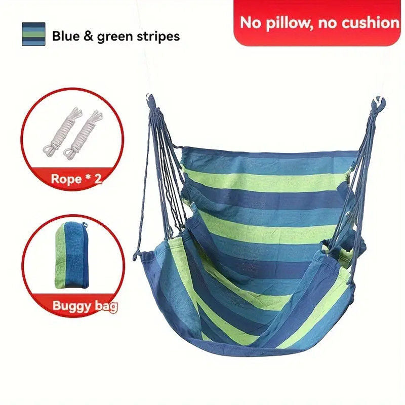Hanging hammock chair with reinforced cotton canvas and integrated arm pockets Kalsten