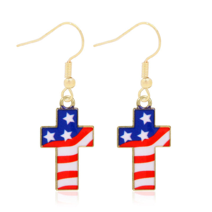 Women's star-shaped enamel earrings with USA flag motif and gold-plated fish Kalsten