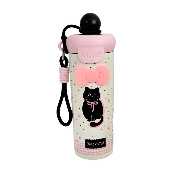 Women's water bottle with cute bunny design and integrated carabiner Kalsten