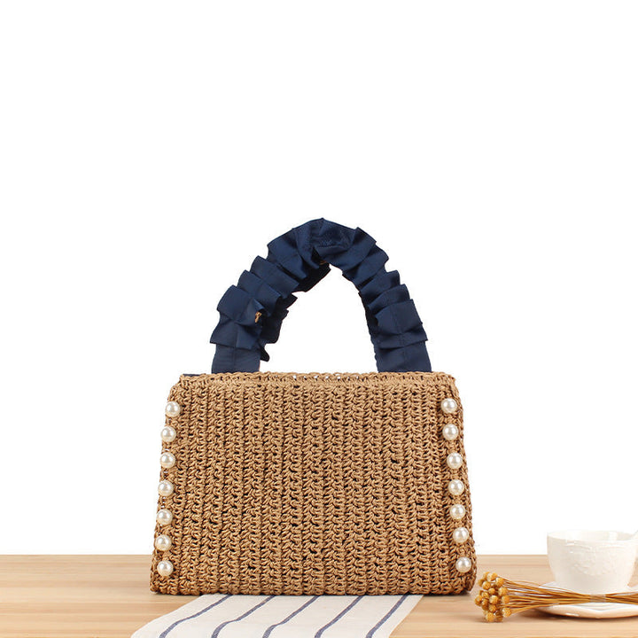 Handbag with High-Quality Pearl Embellishment and Fashionable Ruffled Handle Kalsten