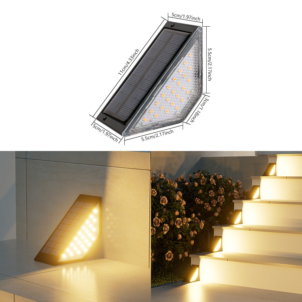 Triangular Solar LED Corner Step Light With High-Efficiency Photovoltaic Panel And Waterproof Housing Kalsten