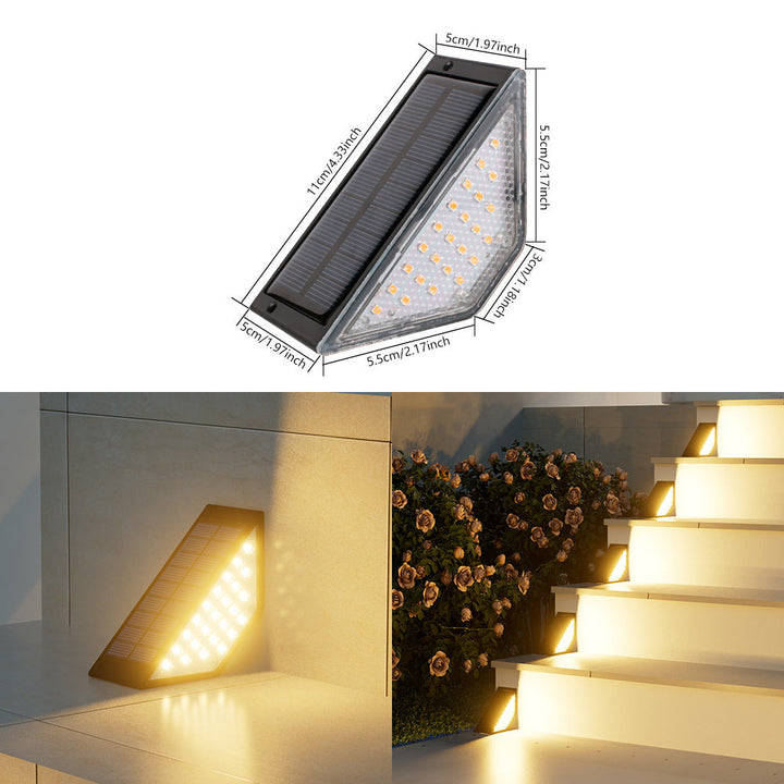 Triangular Solar LED Corner Step Light With High-Efficiency Photovoltaic Panel And Waterproof Housing Kalsten