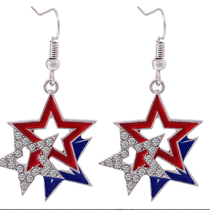 Women's fashionable star earrings with rhinestone accents and enamel pendants Kalsten