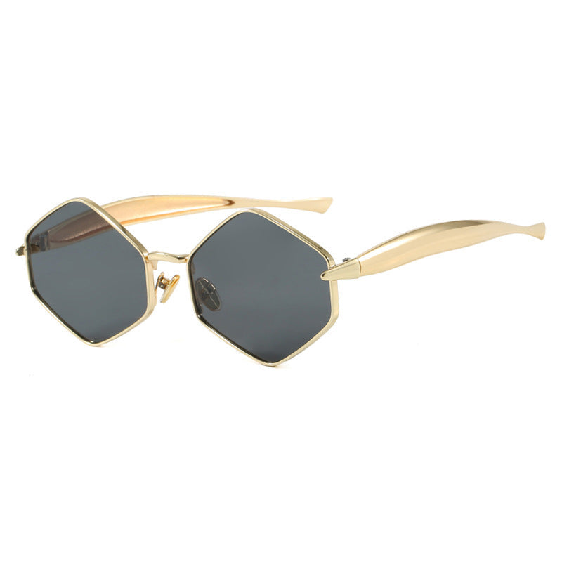 Women's hexagonal sunglasses with elegant metal frame and UV protection Kalsten