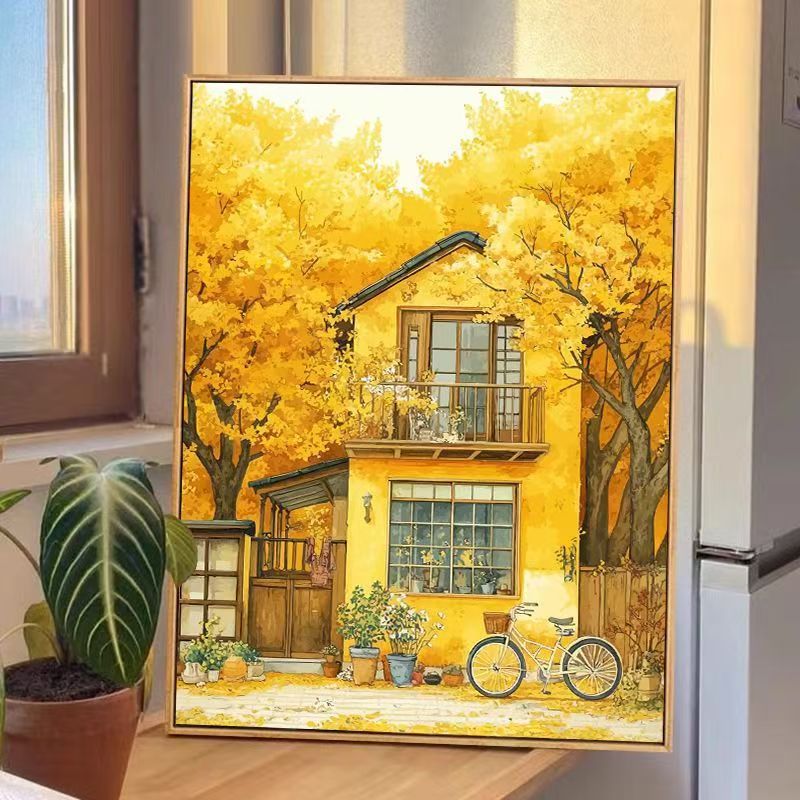 Autumn House Scene Canvas Wall Art Kalsten