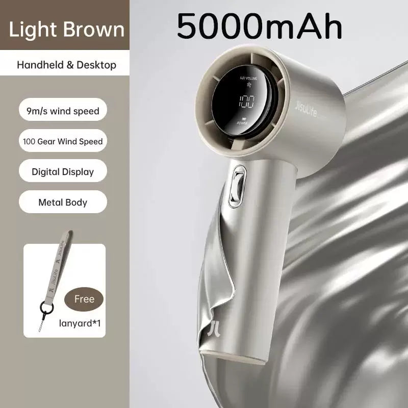 Unisex one-size rechargeable cordless portable hair dryer with digital display, multi-speed wind control and travel lanyard Kalsten