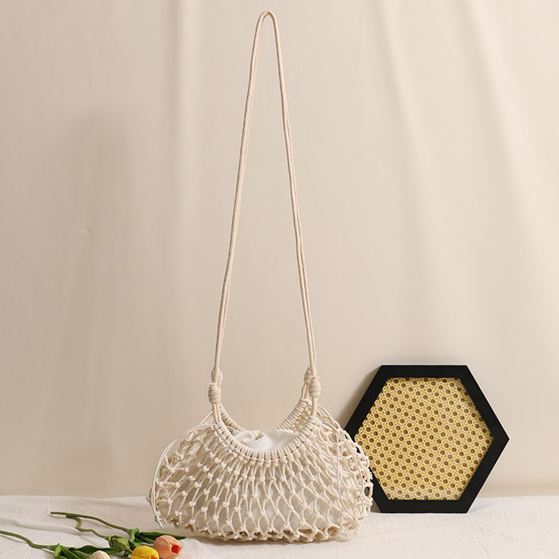 Fine macrame crossbody bag with reinforced carrying strap Kalsten