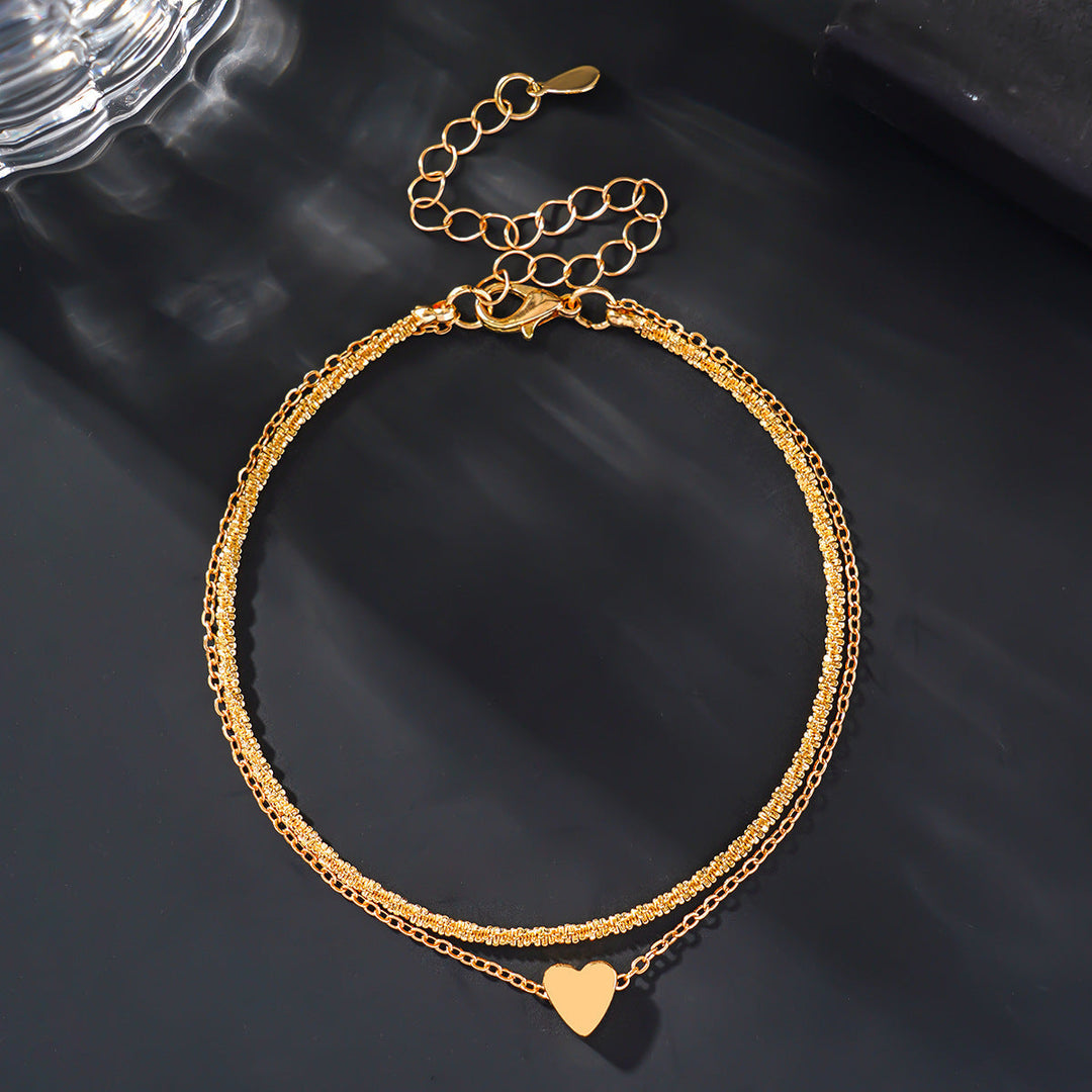 Two-Tone Heart Charm Anklet Kalsten