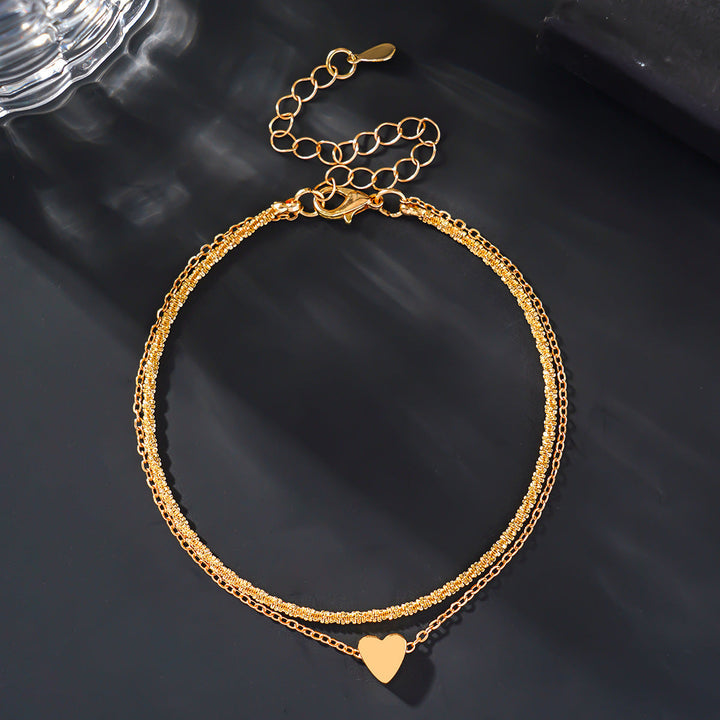 Two-Tone Heart Charm Anklet Kalsten