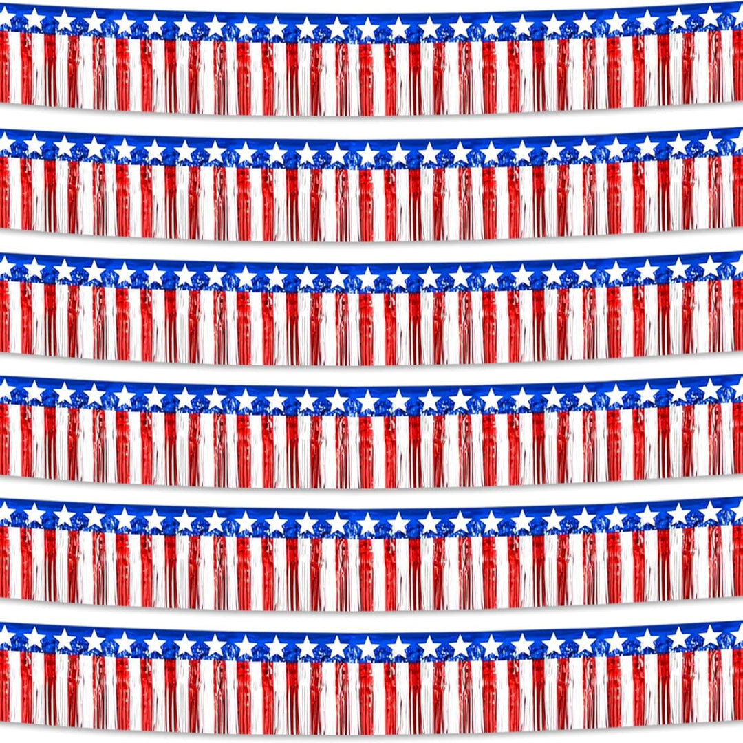 Unisex decorative fringe border made of paper with star banner and elongated hanging strips Kalsten