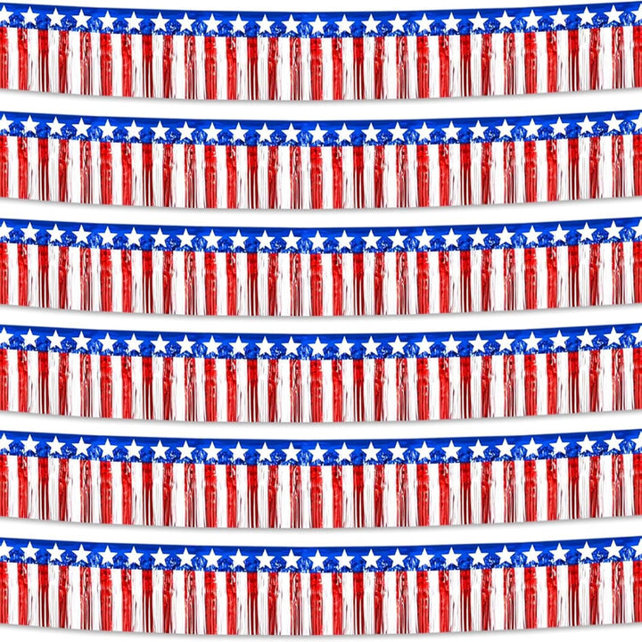 Unisex decorative fringe border made of paper with star banner and elongated hanging strips Kalsten