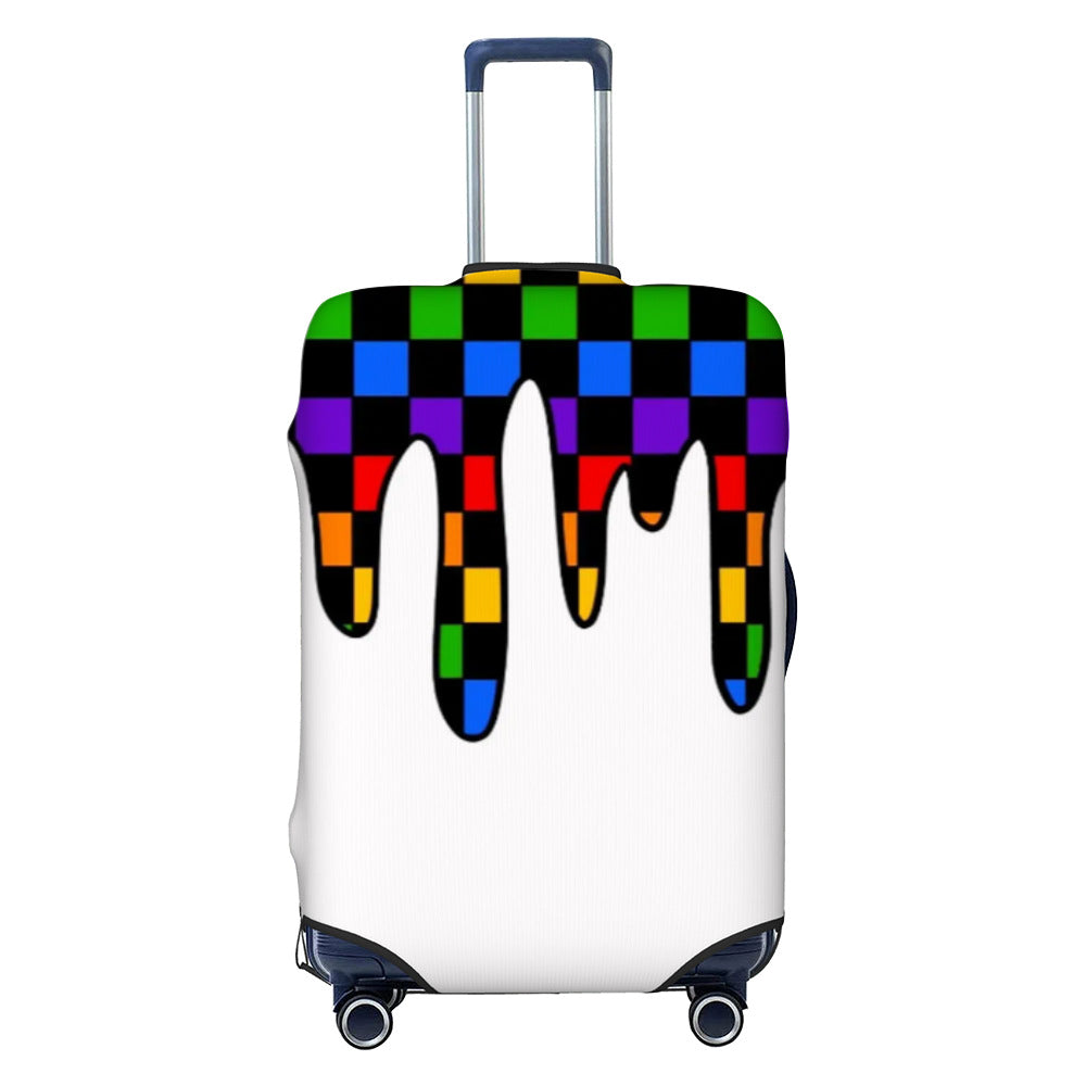 Unisex nan elastic luggage cover with geometric design, stretchable polyester-spandex fabric, zipper opening and non-slip inner securement for trolley Kalsten
