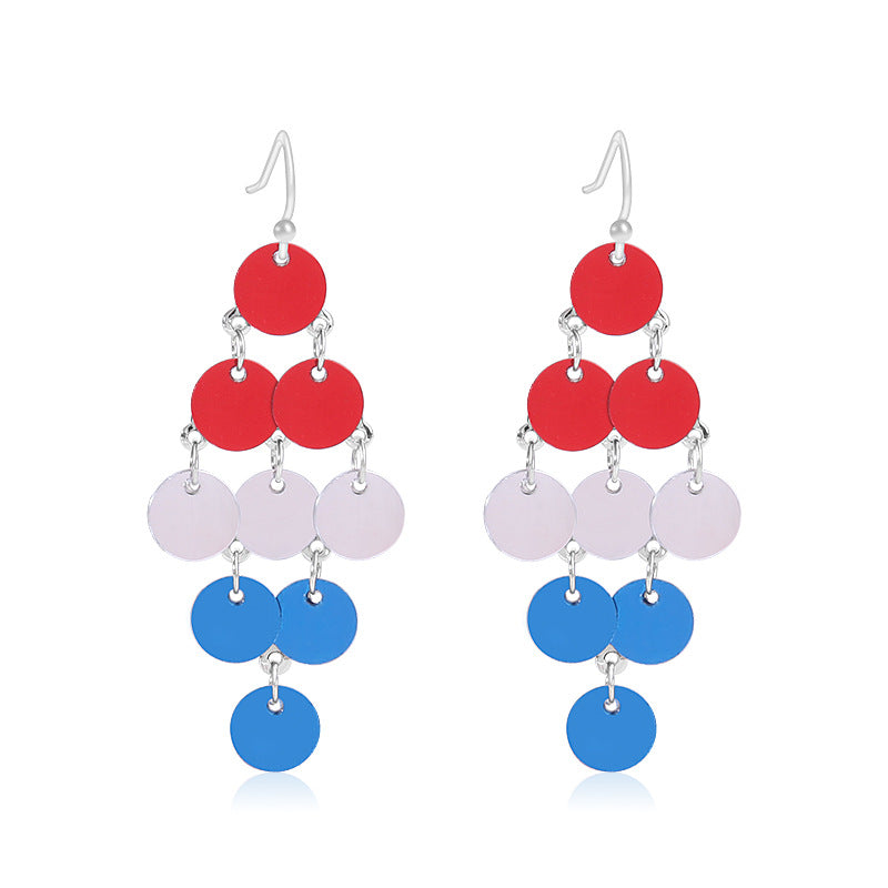 Women's lightweight star earrings with enamel flag design and fishhook Kalsten