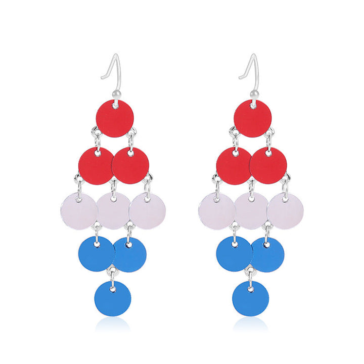 Women's lightweight star earrings with enamel flag design and fishhook Kalsten