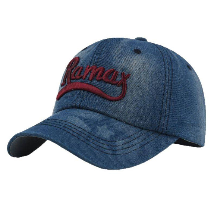 Men's Distressed Denim Embroidered Baseball Cap Kalsten