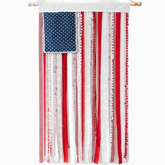 Unisex nan patriotic tasseled fabric wall hanging with star ornaments Kalsten