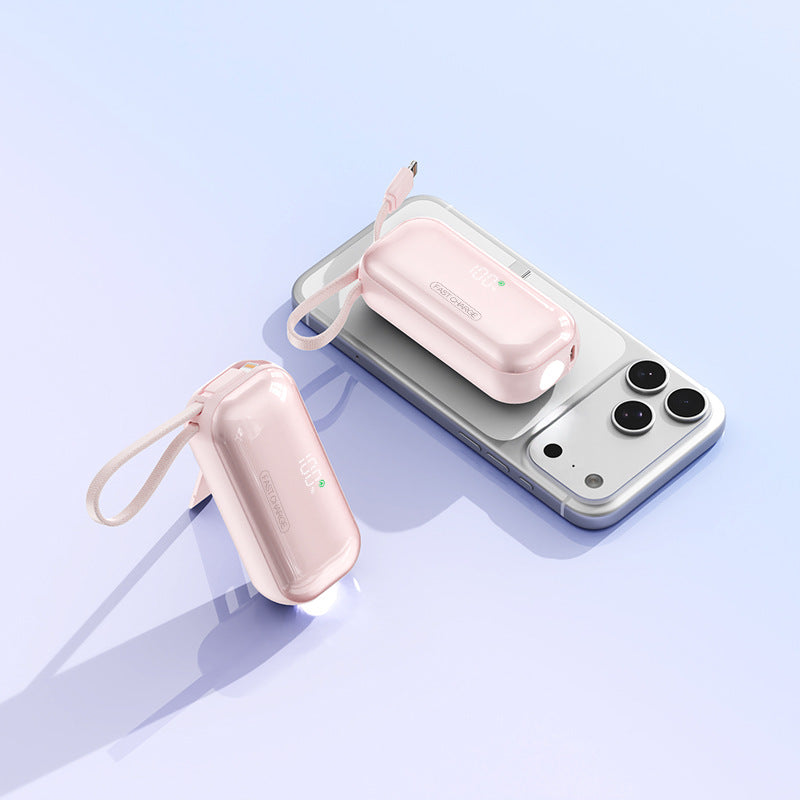 Portable power bank with integrated charging cable and LED charging status display Kalsten