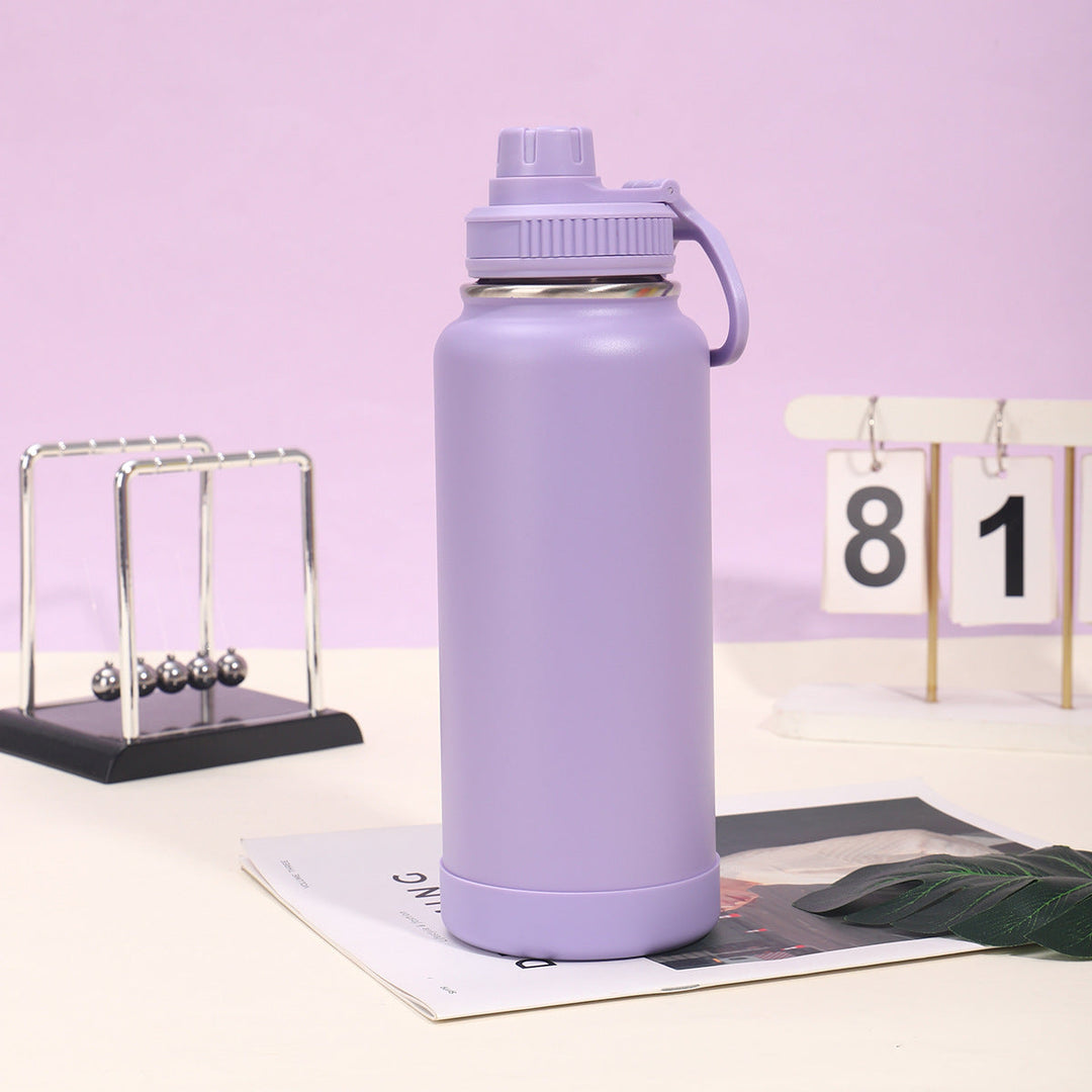 Insulated Stainless Steel Wide-Mouth Sport Bottle With Twist-Lock Spillproof Cap And Silicone Base
