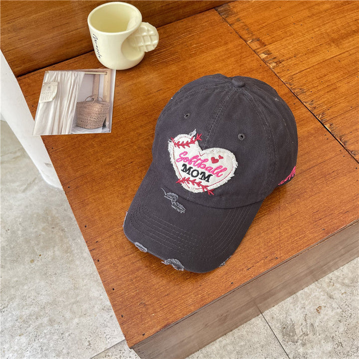 Women's Distressed Softball Mom Patch Baseball Cap Kalsten