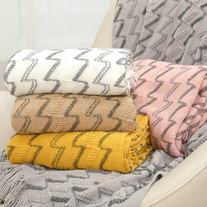Women's Decorative Zigzag Knit Blanket Kalsten