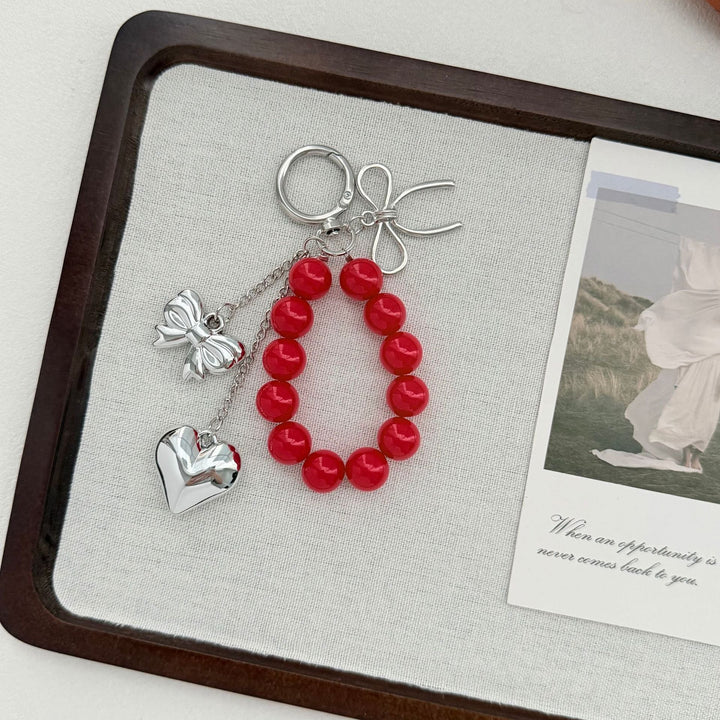 Elegant Heart and Bow Charm Keychain Kalsten