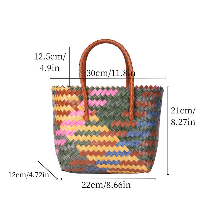 Handwoven tote bag with bamboo handles Kalsten