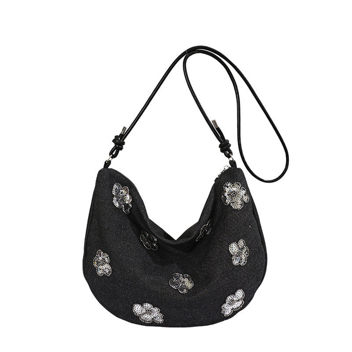 Floral Embellished Denim Handbag Kalsten