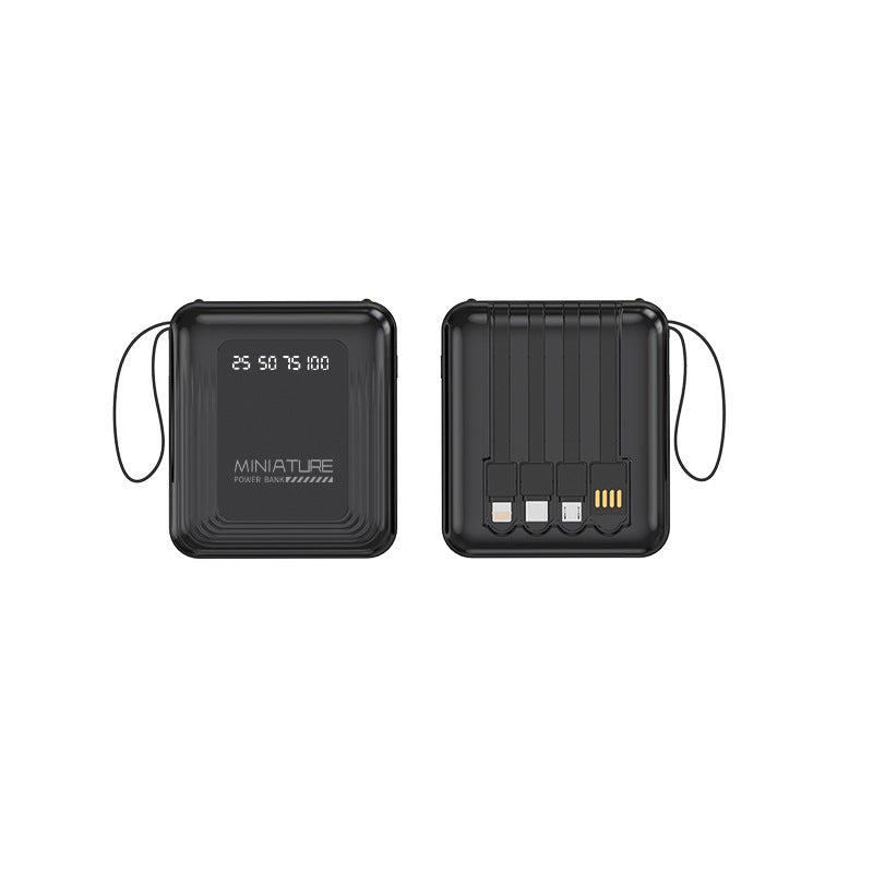 Compact power bank with integrated cable and digital charging display Kalsten